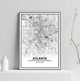 Affiche Carte Ville <br /> Atlanta