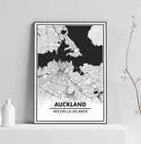 Affiche Carte Ville <br /> Auckland