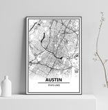 Affiche Carte Ville <br /> Austin