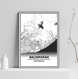 Affiche Carte Ville <br /> Balikpapan