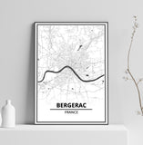 Affiche Carte <br /> Bergerac