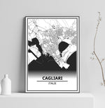 Affiche Carte Ville <br /> Cagliari
