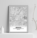 Affiche Carte Ville <br /> Mexico