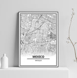 Affiche Carte Ville <br /> Mexico