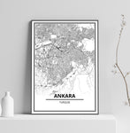 Affiche Carte Ville <br /> Ankara