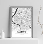 Affiche Carte Ville <br /> Bangkok
