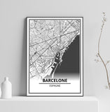Affiche Carte Ville <Br /> Barcelone 1700