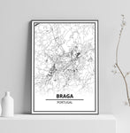 Affiche Carte Ville <Br /> Braga 21X30Cm 1700