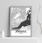 Affiche Carte Ville <br /> Brazzaville