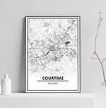 Affiche Carte Ville <br /> Courtrai