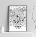 Affiche Carte Ville <br /> Cracovie