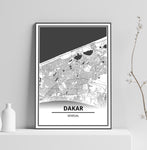 Affiche Carte Ville <br /> Dakar