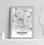 Affiche Carte Ville <br /> Dortmund