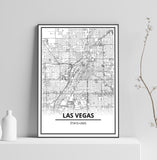 Affiche Carte Ville <Br /> Las Vegas 1700