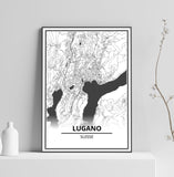 Affiche Carte Ville <br /> Lugano