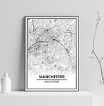 Affiche Carte Ville <br /> Manchester