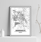 Affiche Carte Ville <br /> Marrakech