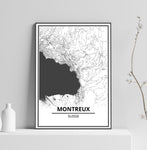 Affiche Carte Ville <br /> Montreux