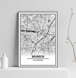 Affiche Carte Ville <br /> Munich