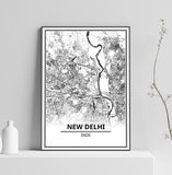 Affiche Carte Ville <br /> New Delhi