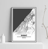 Affiche Carte Ville <br /> Rabat