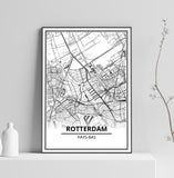 Affiche Carte Ville <br /> Rotterdam