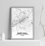 Affiche Carte Ville <br /> Saint-Gall