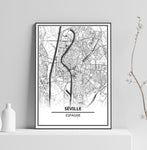Affiche Carte Ville <br /> Séville