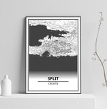 Affiche Carte Ville <br /> Split