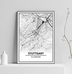 Affiche Carte Ville <br /> Stuttgart
