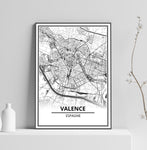 Affiche Carte Ville <br /> Valence