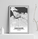 Affiche Carte Ville <br /> Vancouver