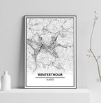 Affiche Carte Ville <br /> Winterthour