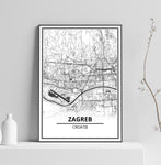 Affiche Carte Ville <br /> Zagreb