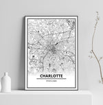 Affiche Carte Ville <br /> Charlotte