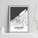 Affiche Carte Ville <br /> Cleveland