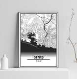 Affiche Carte Ville <br /> Gênes