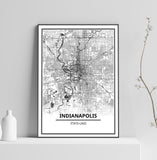 Affiche Carte Ville <br /> Indianapolis