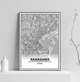 Affiche Carte Ville <br /> Kanagawa
