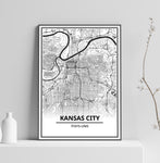 Affiche Carte Ville <br /> Kansas City