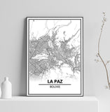 Affiche Carte Ville <br /> La Paz