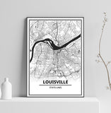 Affiche Carte Ville <br /> Louisville