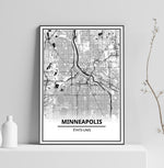 Affiche Carte Ville <br /> Minneapolis