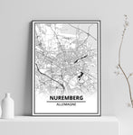 Affiche Carte Ville <br /> Nuremberg
