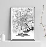 Affiche Carte Ville <br /> Okayama