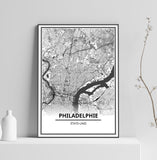 Affiche Carte Ville <br /> Philadelphie