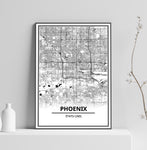 Affiche Carte Ville <br /> Phoenix