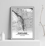 Affiche Carte Ville <br /> Portland