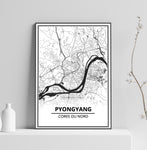 Affiche Carte Ville <br /> Pyongyang