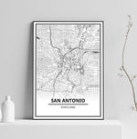Affiche Carte Ville <br /> San Antonio